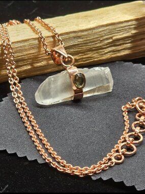 Clear Quartz & Moldavite Copper Necklace